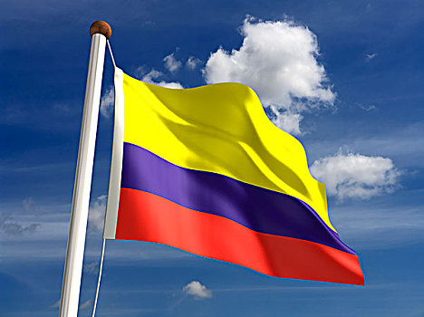 哥伦比亚,旗帜,裁剪,小路