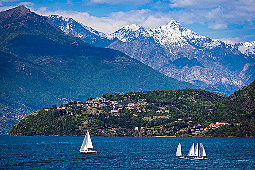帆船,科摩湖,伦巴底,意大利