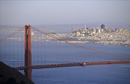 金门大桥,天际线,旧金山,加利福尼亚,美国