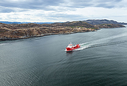 小,挪威,红色,油,商品,油轮,帆,峡湾