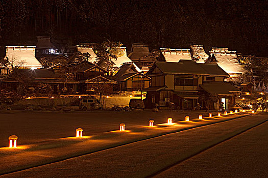雪,元宵节,传统,房子,京都府,日本