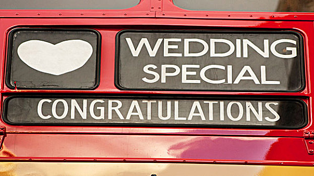 英格兰,伦敦,伦敦双层巴士,巴士,结婚日,展示,目的地