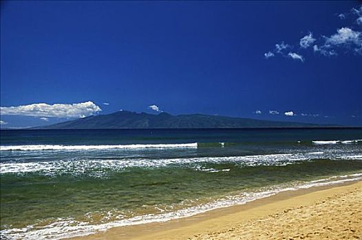 夏威夷,毛伊岛,莫洛凯岛,海滩,鲜明,蓝天