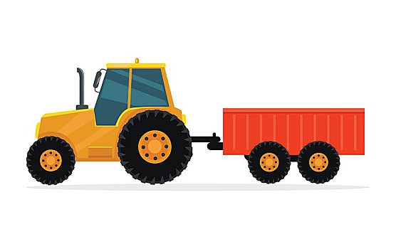 拖拉机,拖车,矢量,设计,工业,运输,货物,机器,插画,耕作,农业,建筑,象征,广告,白色背景