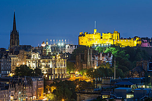 黎明,上方,老,城堡,城市,爱丁堡,洛锡安,苏格兰