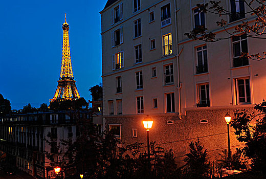 埃菲尔铁塔,黄昏,巴黎,法国,欧洲