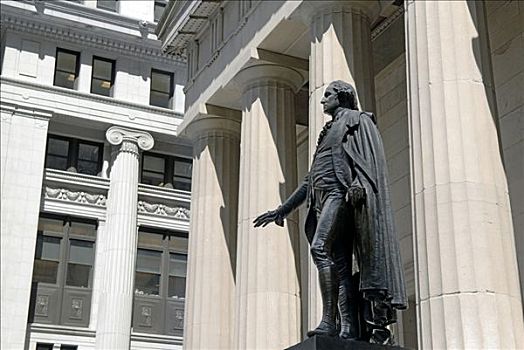 乔治华盛顿纪念碑,正面,联邦,华尔街,金融区,曼哈顿,纽约,美国