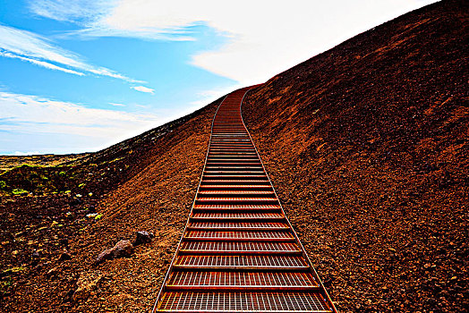 楼梯,火山口,斯奈山半岛,冰岛,欧洲