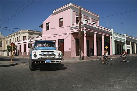 卡车,驾驶,街道,西恩富戈斯,古巴,加勒比海,美洲