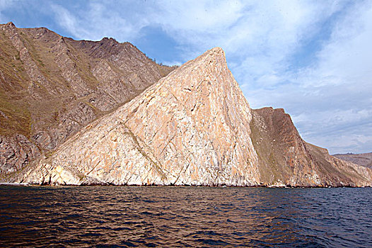三角形,石头,白色,大理石,岬角,贝加尔湖,西伯利亚,俄罗斯,欧洲