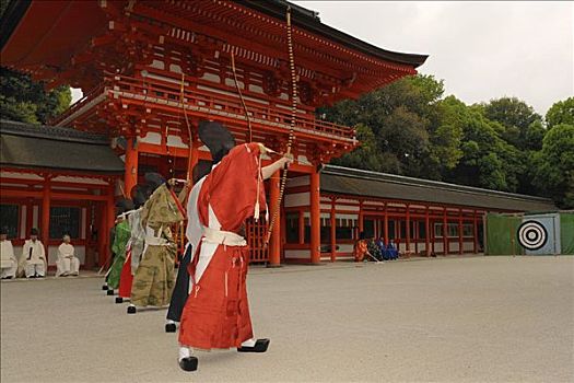 弓箭手,射箭,仪式,京都,日本,亚洲