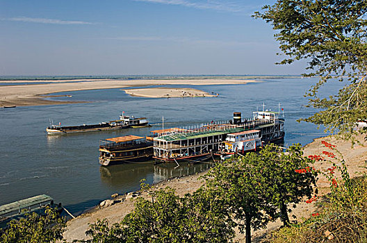 河,蒸汽船,伊洛瓦底江,蒲甘,异教,缅甸,亚洲