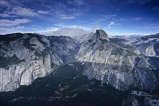 优胜美地山谷,半圆顶,烟,森林火灾,优胜美地国家公园,加利福尼亚,美国