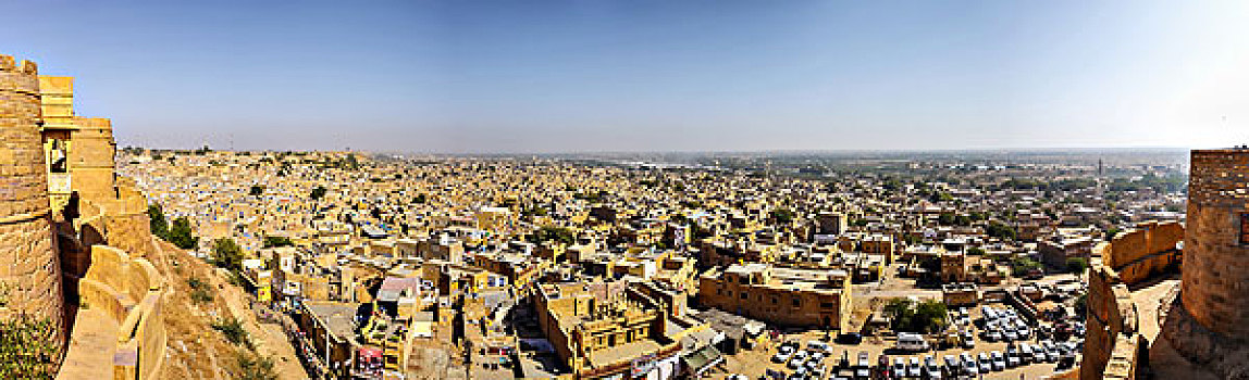 全景,图像,老城,斋沙默尔,印度