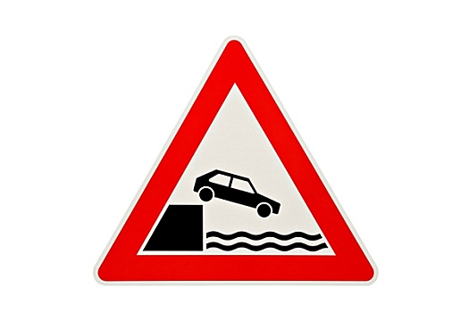 危险,标识,汽车,落下,水中