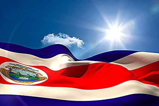 哥斯达黎加,国旗,晴朗,天空