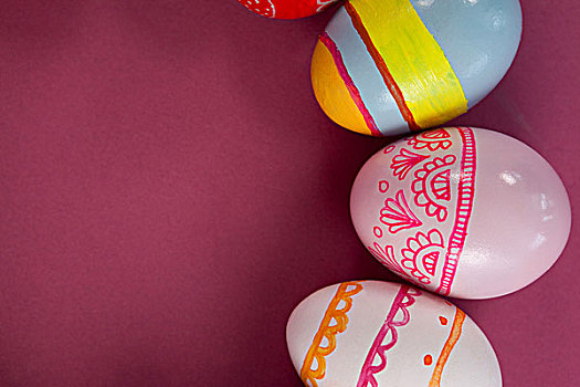 多样,复活节彩蛋,放置,粉色背景,特写