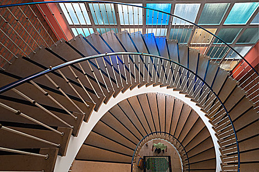 楼梯,20世纪50年代,纽伦堡,中间,弗兰克尼亚,巴伐利亚,德国,欧洲