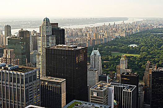 中央公园,风景,观注,平台,洛克菲勒,中心,曼哈顿,纽约,美国