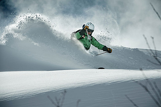 男性,滑雪,积雪,山,隆河阿尔卑斯山省,法国