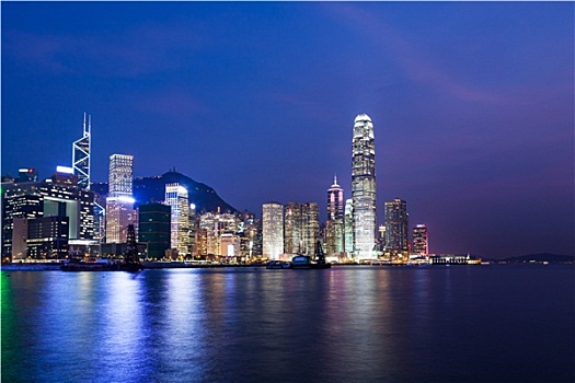 香港,城市天际线,夜晚