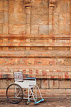 公用,使用,轮椅,坦贾武尔,庙宇,泰米尔纳德邦