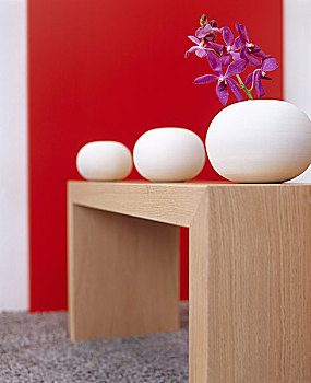 现代,红色,室内,木桌子,白色,花瓶