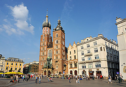 大教堂,14世纪,世纪,哥特式,砖,教堂,市场,克拉科夫,克拉科,波兰,欧洲