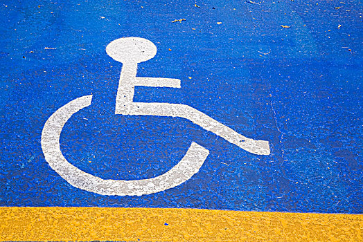 残障,停放,象形图,涂绘,沥青,停车场,蒙特利尔,魁北克省,加拿大,北美