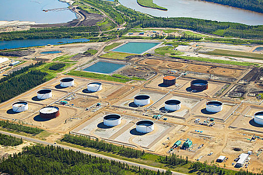 贮罐,油,沙,工厂,艾伯塔省,加拿大