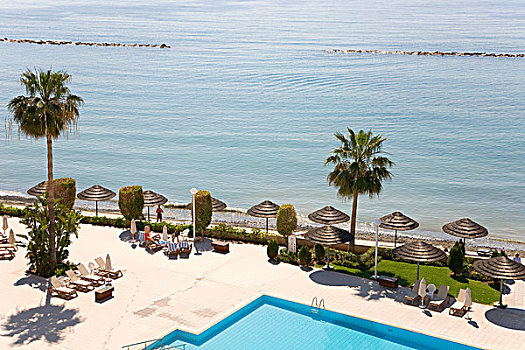 海滩,酒店,滨海地带,水池,利马索尔,塞浦路斯,希腊,欧洲
