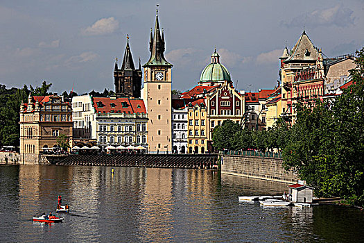 捷克共和国,布拉格,码头,斯美塔那,博物馆,伏尔塔瓦河