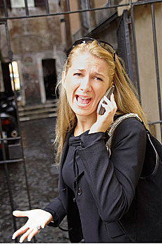 女人,叫,手机,罗马,意大利