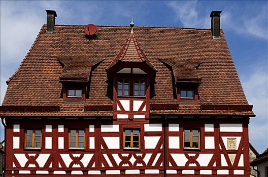 半木结构,建筑,中间,弗兰克尼亚,巴伐利亚,德国,欧洲