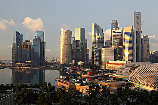 市区,天际线,新加坡,日出