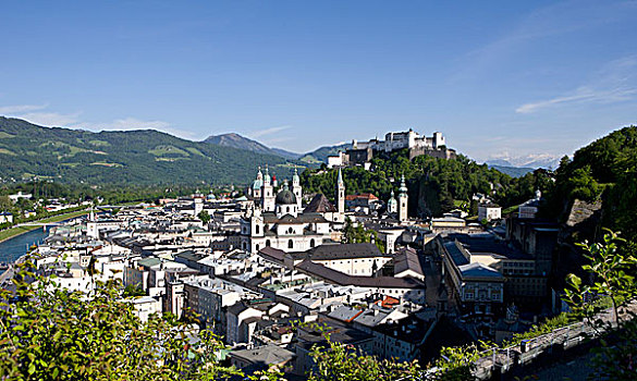 历史,中心,风景,霍亨萨尔斯堡城堡,萨尔茨堡,奥地利,欧洲