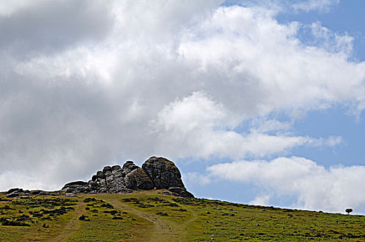 著名,远眺,大,花冈岩,石头,山,达特姆尔高原,德文郡,英格兰,英国,欧洲