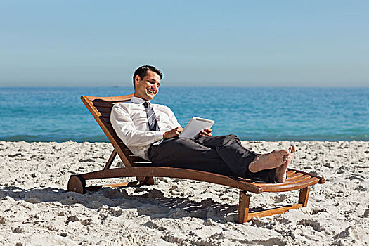 海滩,放松,折叠躺椅