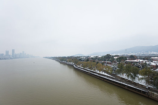 湘江橘子洲雪景