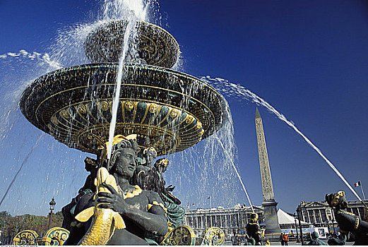 喷泉,地点,协和飞机,巴黎,法国