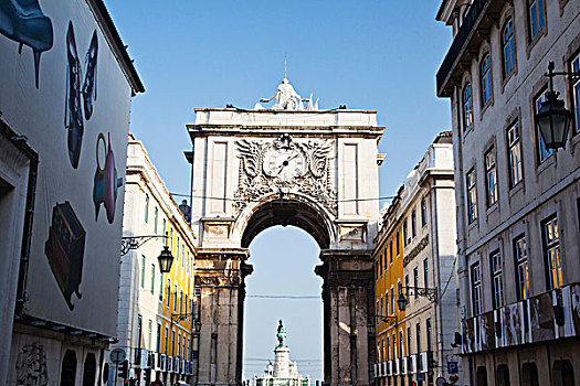 葡萄牙,里斯本,广场,围绕,政府建筑,商业,拱形,进入