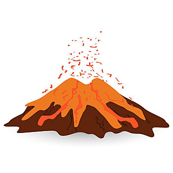 火山,隔绝,白色背景,矢量,插画