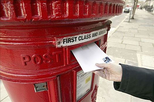 手,投掷,信,邮筒,皇家,邮件,伦敦,英格兰,英国,欧洲