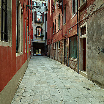 小,小巷,平底船船夫,威尼斯,威尼托,意大利,欧洲