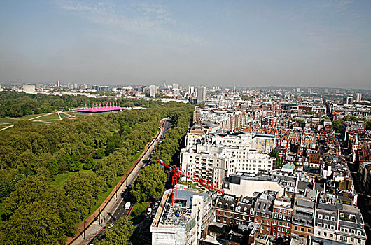 俯视图,海德公园,公园,道路,伦敦,英国