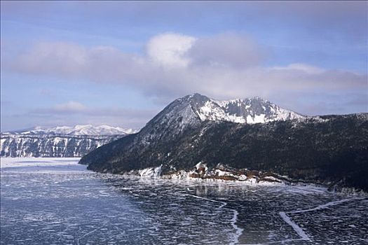 冰冻,湖,冬天,阿寒国家公园,北海道,日本