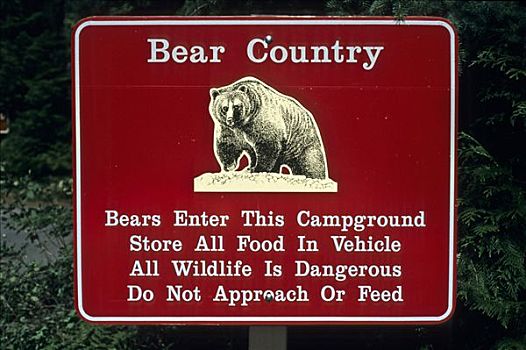 警告标识,熊,冰川国家公园,蒙大拿,美国