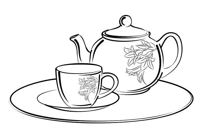 茶碗素描图片