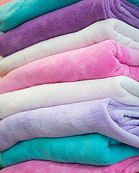 一堆,彩色,毯子,一起