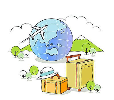 手提箱,地球,飞机